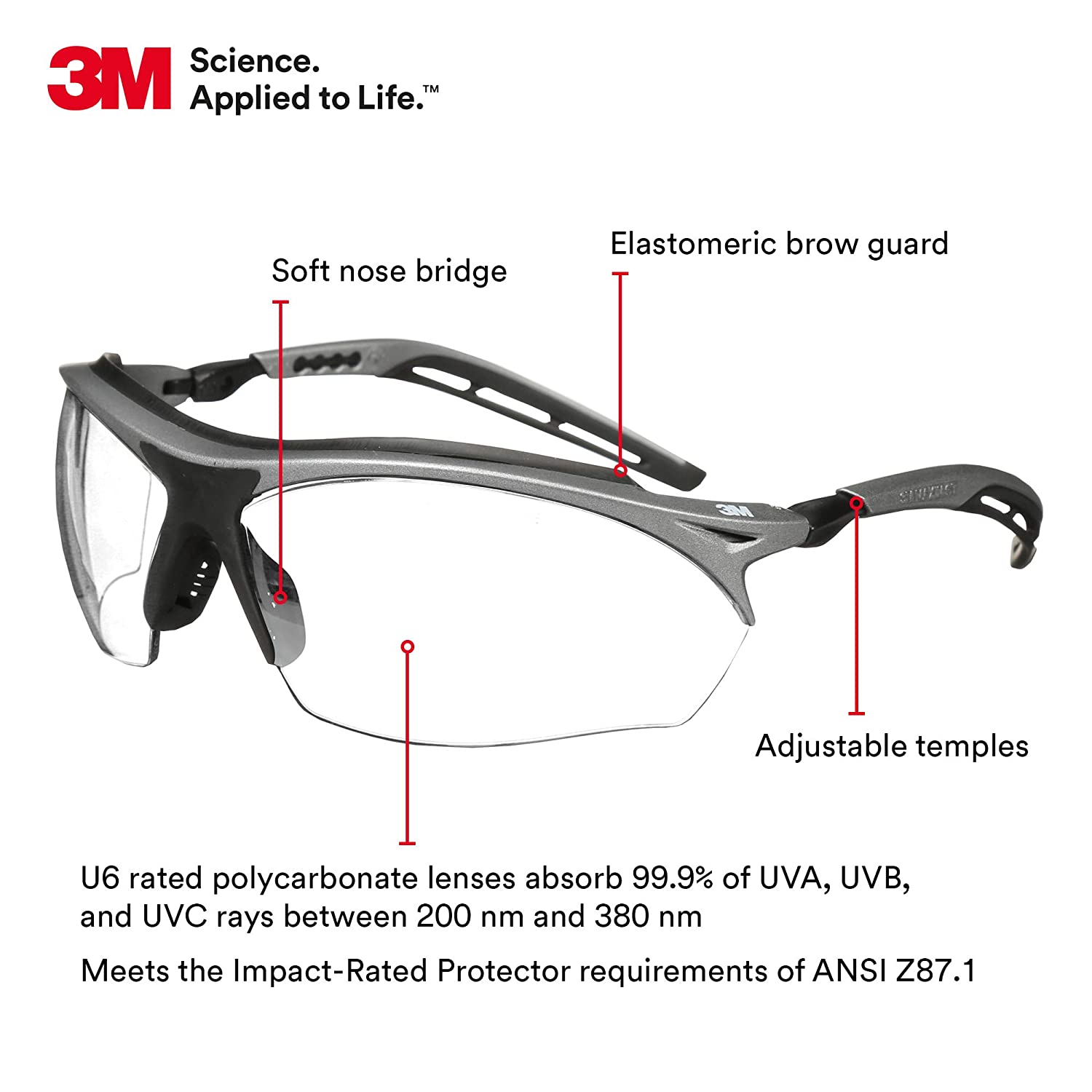 3M Maxim Elite 1000 Safety Glasses with Black Frame and Gray Anti-Fog Lens