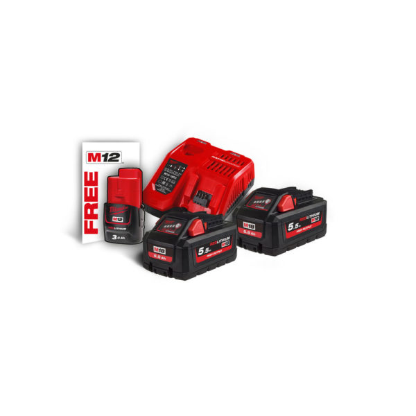 Milwaukee Tool Cordless M18HNRG-552 5.5Ah XC High Output Battery & Charger Set 4933464713 Dubai UAE TrueQuality.ae